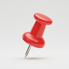 3d red pushpin isolated on white background
