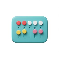 3d equalizer sliders with colored buttons isolated on white background
