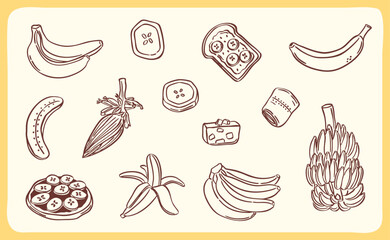banana illustration doodle hand drawn sketch - vector collection © gurlinthetri