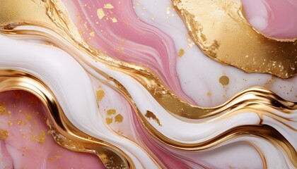 elegant gold and white marble liquid background with pastel pink glitter