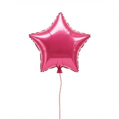 3d metallic pink star balloon isolated on white background