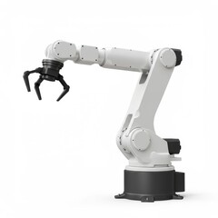3d industrial robotic arm with gripper isolated on white background