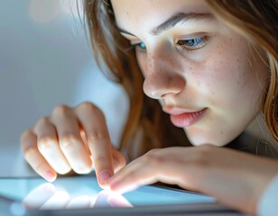 Focused Teenager Engaging with a Tablet Device Digital Lifestyle and Modern Education