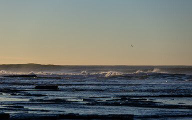 Scenic view of beach in the morning.
