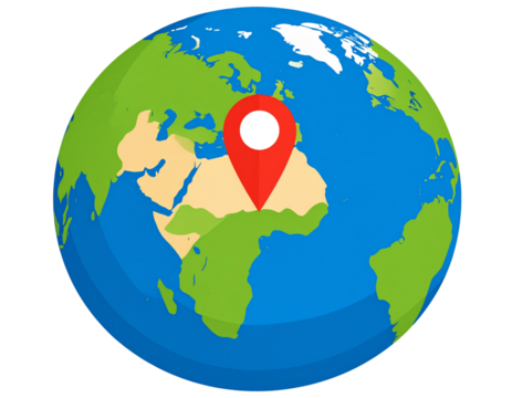 Globe with Location Pin – Geography Learning Icon
