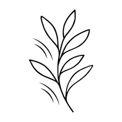 Fototapeta premium Minimalist Botanical Line Art of Leaf Branch Black and White Nature Illustration
