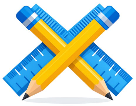 Pencil and Ruler Crossed – School Tools Icon