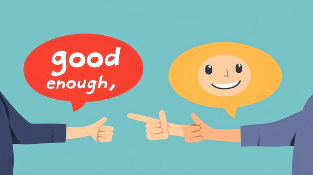 Two people disagreeing, thumbs up and down
