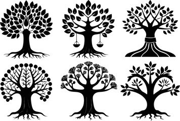 Sacred Tree Silhouettes Vector Set – Bodhi & Banyan