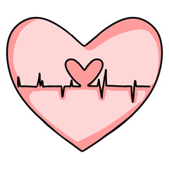 heart and heartbeat icon isolated on transparent background.