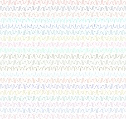 Abstract Wavy Lines in a Repeating Sequence with Various Colors