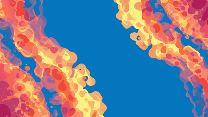 Abstract background with colorful fluid shapes on the top left and right corners and blue center area