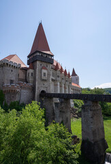 View of Corvin Castle, also known as Hunyadi Castle or Hunedoara Castle. It is a Gothic-Renaissance castle in Romania