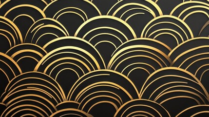 Abstract gold and black art deco pattern background.