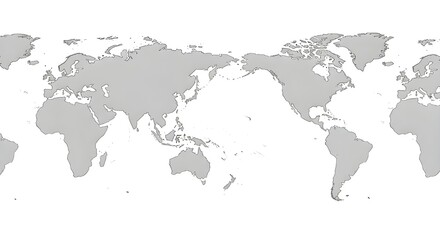 Fototapeta premium World Map Pacific Centered - Geographical Continents Illustration for Education, Travel, Global Business and Political Infographics