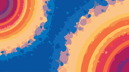Abstract illustration featuring concentric circles and a blue splattered area design art work