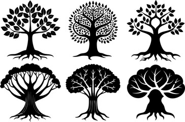 Sacred Tree Silhouettes Vector Set – Bodhi & Banyan