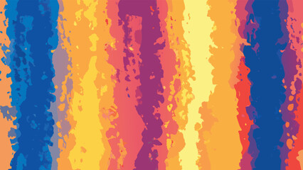 Abstract vertical stripes with a watercolor effect in shades of blue yellow and red creating a vibrant design