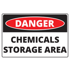 Danger chemicals storage area sign on a white background