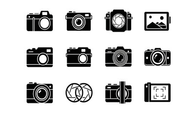 Camera Icons Set - Photography Gear, Vector Illustrations for Website UI, Graphic Design, and App Development