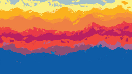 Abstract illustration of layered colors resembling a landscape at sunset or sunrise scene view