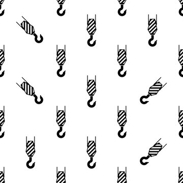 Crane Hook Icon Seamless Pattern, Tow Hook