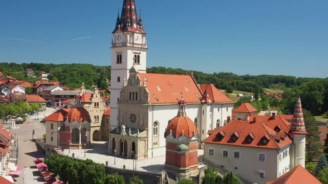 Church of Blessed Virgin Mary in Marija Bistrica, Croatia. Marian Shrine of the Black Madonna, popular catholic sanctuary in Croatia.