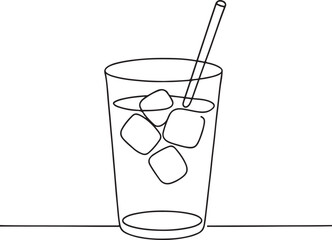 Ice Cooled Beverage Line Art for Refreshing Drink and Summer Theme