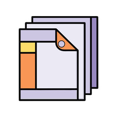 Stacked documents with geometric color blocks paper layered