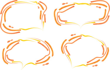 orange yellow colorful abstract dotted line doodle speech bubbles set