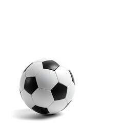 Fototapeta premium A classic black and white soccer ball, slightly off-center, isolated on a clean white background, symbolizing sport and play. 