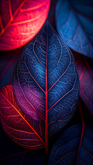 A vibrant arrangement of leaves showcasing intricate patterns and colors.