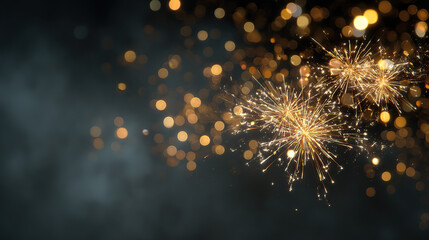 Fototapeta premium Sparkling fireworks background for new year eve celebration holiday concept