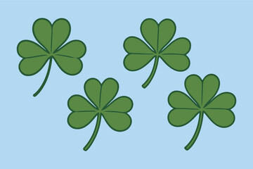 Delicate Green Shamrocks on Light Blue A Symbol of Irish Luck & Heritage