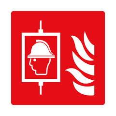 Fire lift sign. Red sign. Designation of the location of the lift for use by firefighters during...
