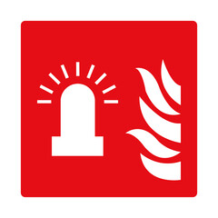 Fire alarm light. Red sign. Fire safety equipment sign. Location of the device that visually alerts...