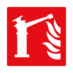 Fire monitor nozzle. Red sign. Fire fighting equipment sign. Designation of the location of a...