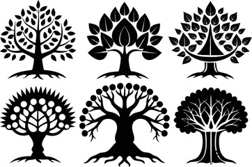 Sacred Tree Silhouettes Vector Set – Bodhi & Banyan
