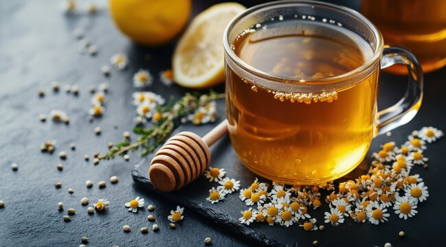 Herbal tea with honey and lemon