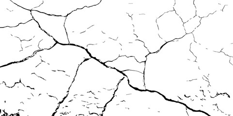 Cracked wall texture grunge background. Earthquake effect. Vector illustration-Old cracked texture set isolated. Dry land crack texture for overlay.
