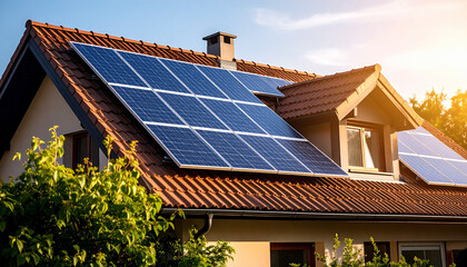 Fototapeta premium solar panels on roof