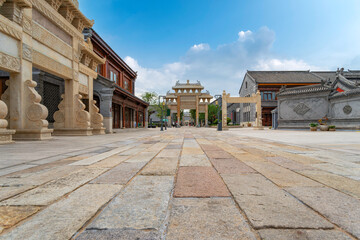 Traditional Chinese architectural complex with spacious courtyard