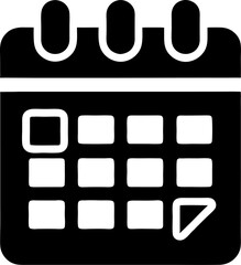 Calendar, schedule icon / black color stock illustration 1 date 