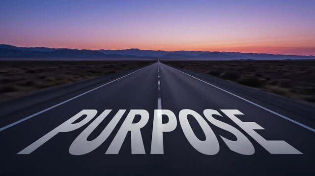 Purpose: A conceptual journey along an empty desert highway at sunset, charting a clear direction toward future fulfillment.