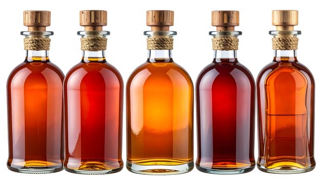 Amber glass bottles, various angles