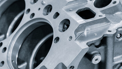 disassembled silver car engine auto service concept background.
