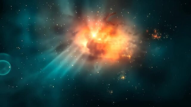 Vibrant Cosmic Nebula Explosion A Stunning Celestial Phenomenon with Glowing Light and Clouds in Space