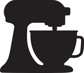 Silhouette of Kitchen Stand Mixer for Food Preparation and Appliance Illustration