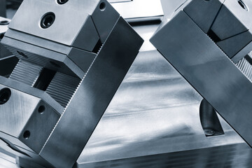 A pair of metal tools for fixing objects and metalworking. Industrial metal concept background