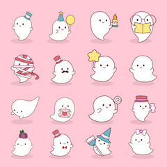 cute ghost with pink background